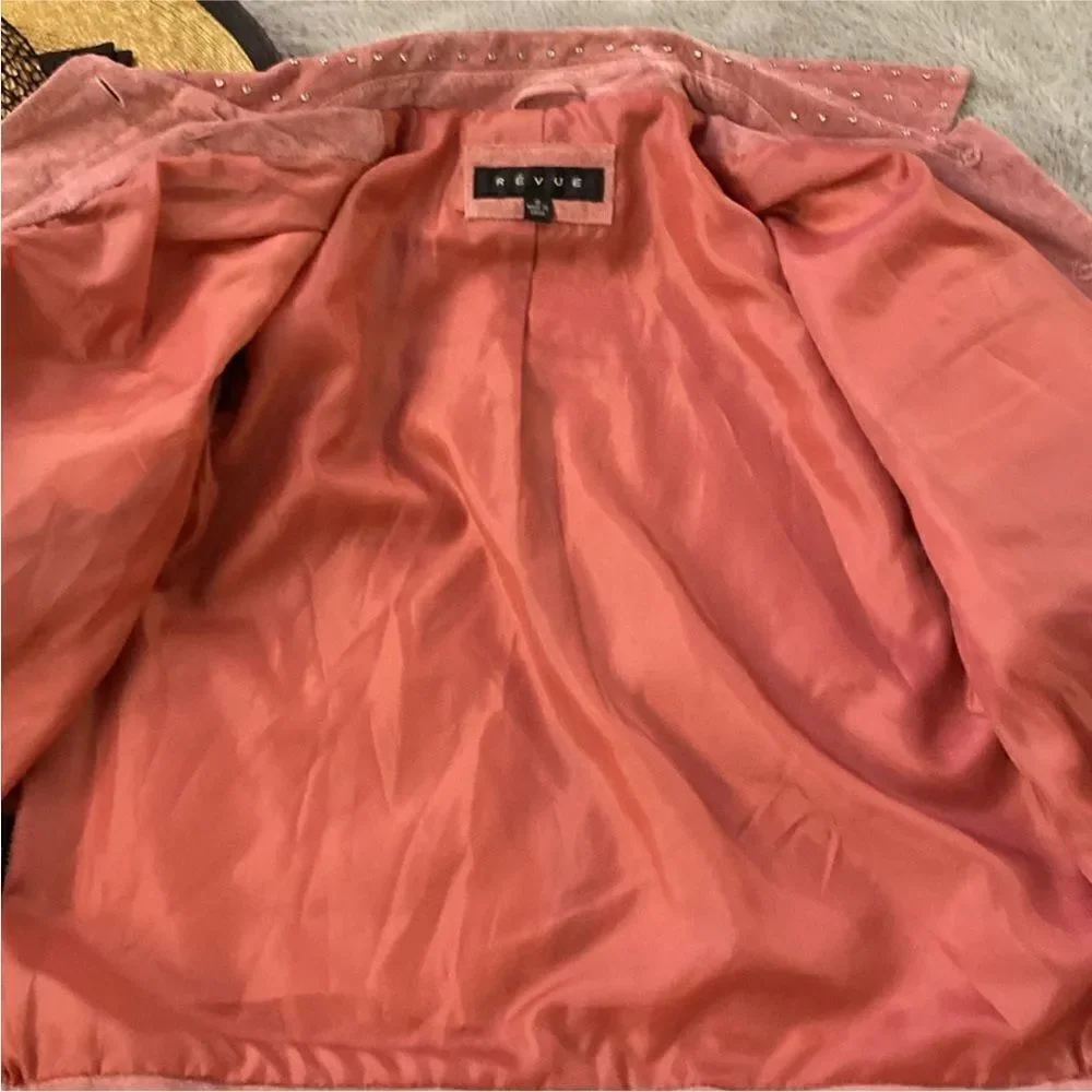 Revue Pink Suede Women's crystal embellished Jacket, US10